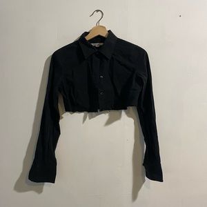 Black crop button up